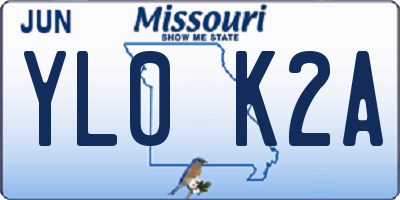 MO license plate YL0K2A