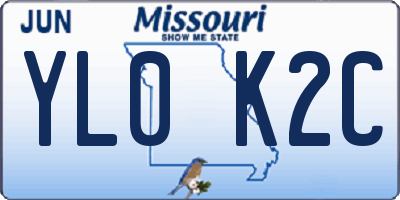 MO license plate YL0K2C