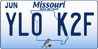MO license plate YL0K2F