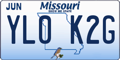 MO license plate YL0K2G