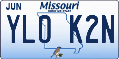MO license plate YL0K2N