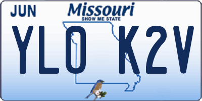 MO license plate YL0K2V