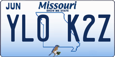 MO license plate YL0K2Z