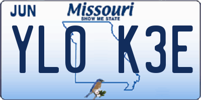 MO license plate YL0K3E