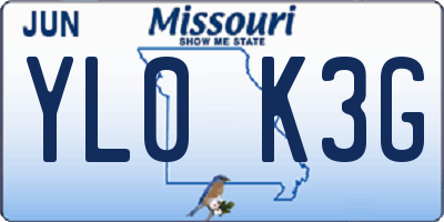 MO license plate YL0K3G