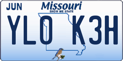MO license plate YL0K3H