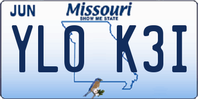 MO license plate YL0K3I