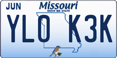 MO license plate YL0K3K
