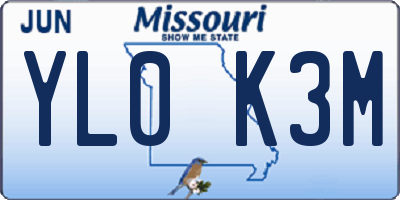 MO license plate YL0K3M