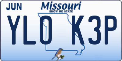 MO license plate YL0K3P