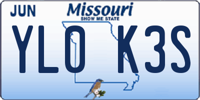 MO license plate YL0K3S