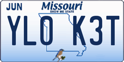 MO license plate YL0K3T