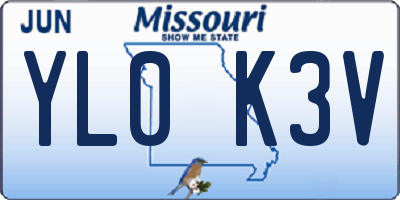 MO license plate YL0K3V