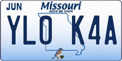 MO license plate YL0K4A