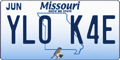 MO license plate YL0K4E