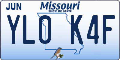 MO license plate YL0K4F