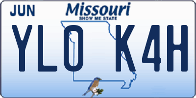 MO license plate YL0K4H