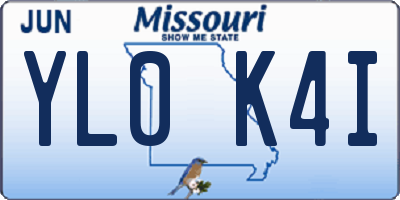 MO license plate YL0K4I