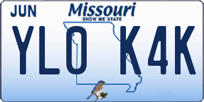 MO license plate YL0K4K
