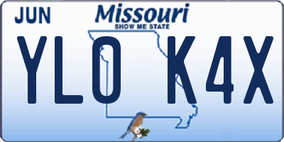 MO license plate YL0K4X
