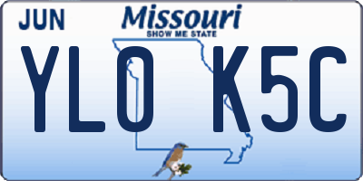 MO license plate YL0K5C
