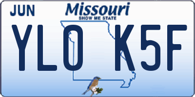 MO license plate YL0K5F