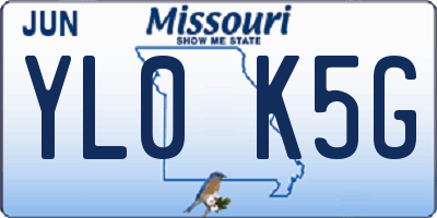 MO license plate YL0K5G