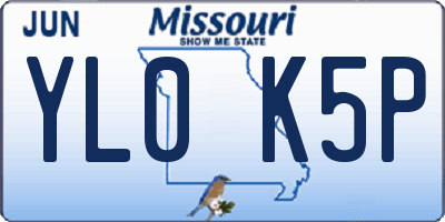 MO license plate YL0K5P
