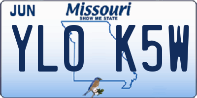 MO license plate YL0K5W