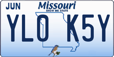 MO license plate YL0K5Y