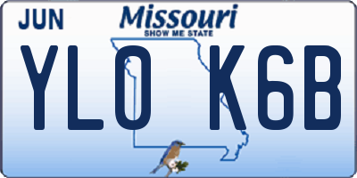 MO license plate YL0K6B