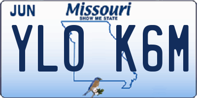 MO license plate YL0K6M