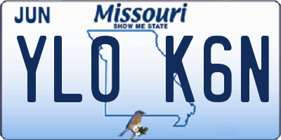 MO license plate YL0K6N
