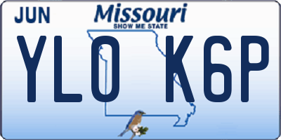 MO license plate YL0K6P