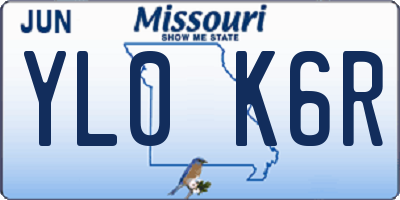 MO license plate YL0K6R