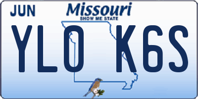 MO license plate YL0K6S