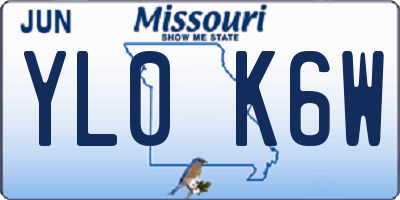 MO license plate YL0K6W