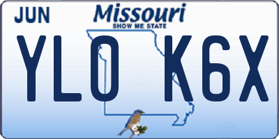 MO license plate YL0K6X
