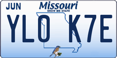 MO license plate YL0K7E