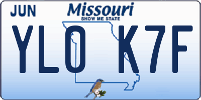 MO license plate YL0K7F