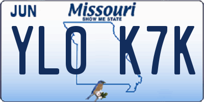 MO license plate YL0K7K