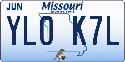 MO license plate YL0K7L