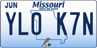 MO license plate YL0K7N