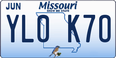 MO license plate YL0K7O