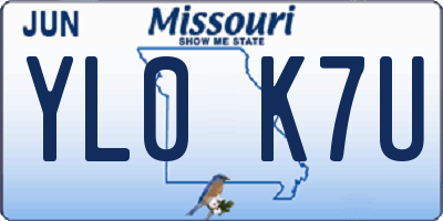 MO license plate YL0K7U
