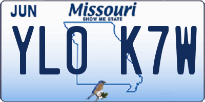 MO license plate YL0K7W