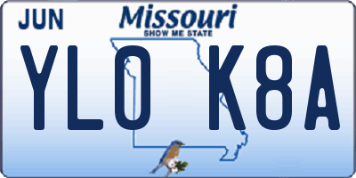 MO license plate YL0K8A
