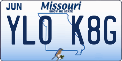 MO license plate YL0K8G
