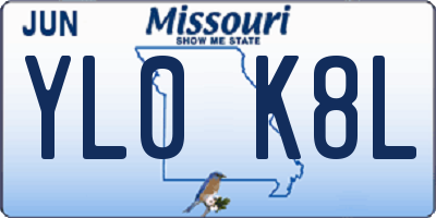 MO license plate YL0K8L