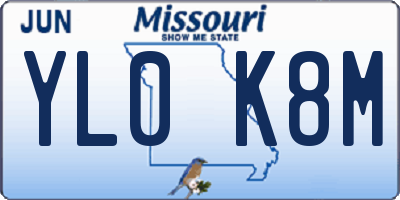 MO license plate YL0K8M